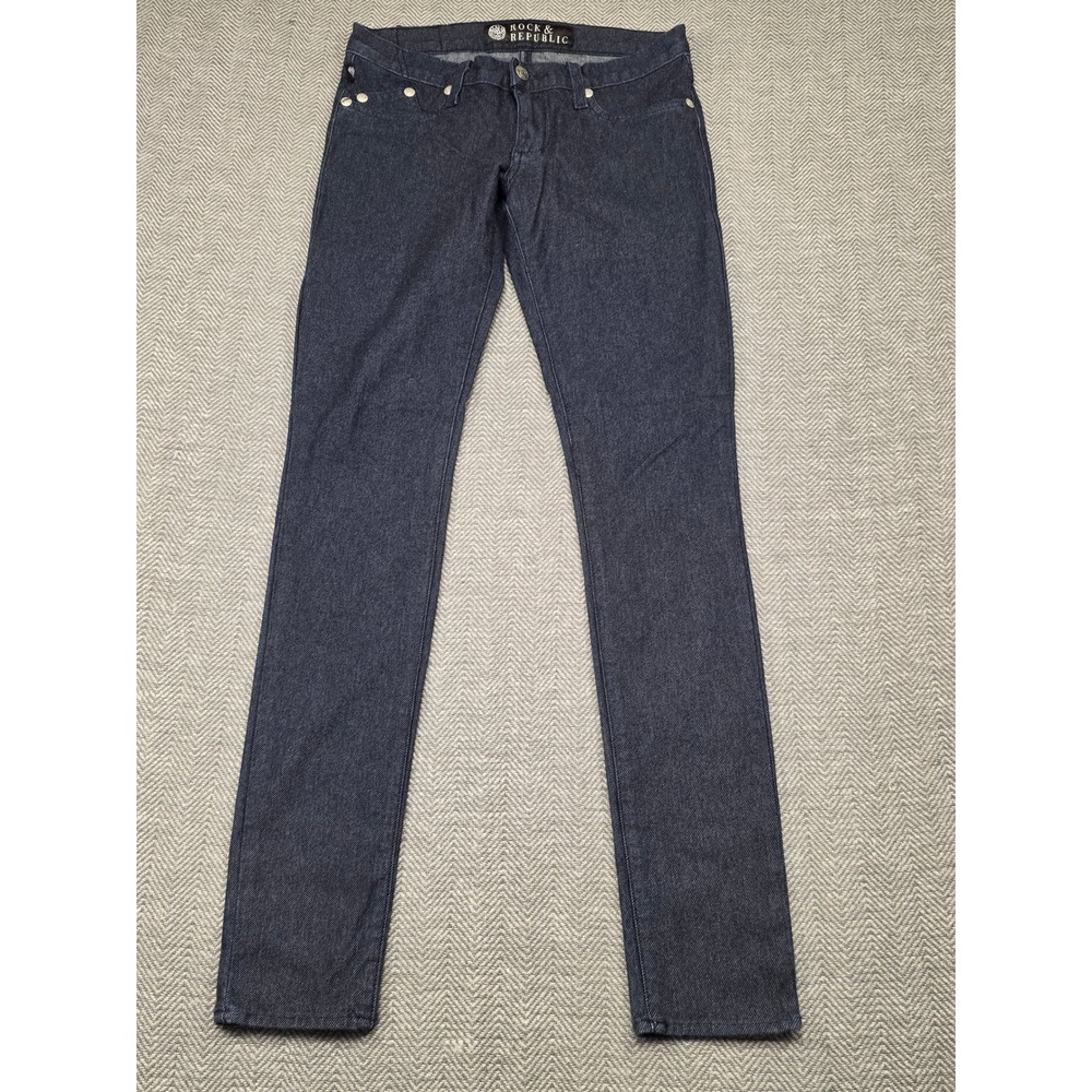 Rock & Republic Neil Skinny Jeans Mens 27 Dusk Dark Wash Indigo WX300IKD Stretch